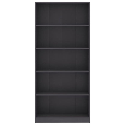 Libreria a 5 Ripiani Grigia 80x24x175 cm in Legno Multistrato