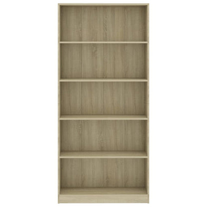 Libreria 5 Ripiani Rovere Sonoma 80x24x175 cm Legno Multistrato