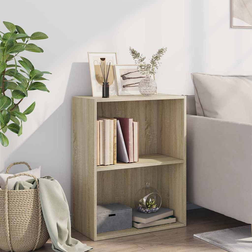 Libreria 2 Ripiani Rovere Sonoma 60x30x76,5cm Legno Multistrato