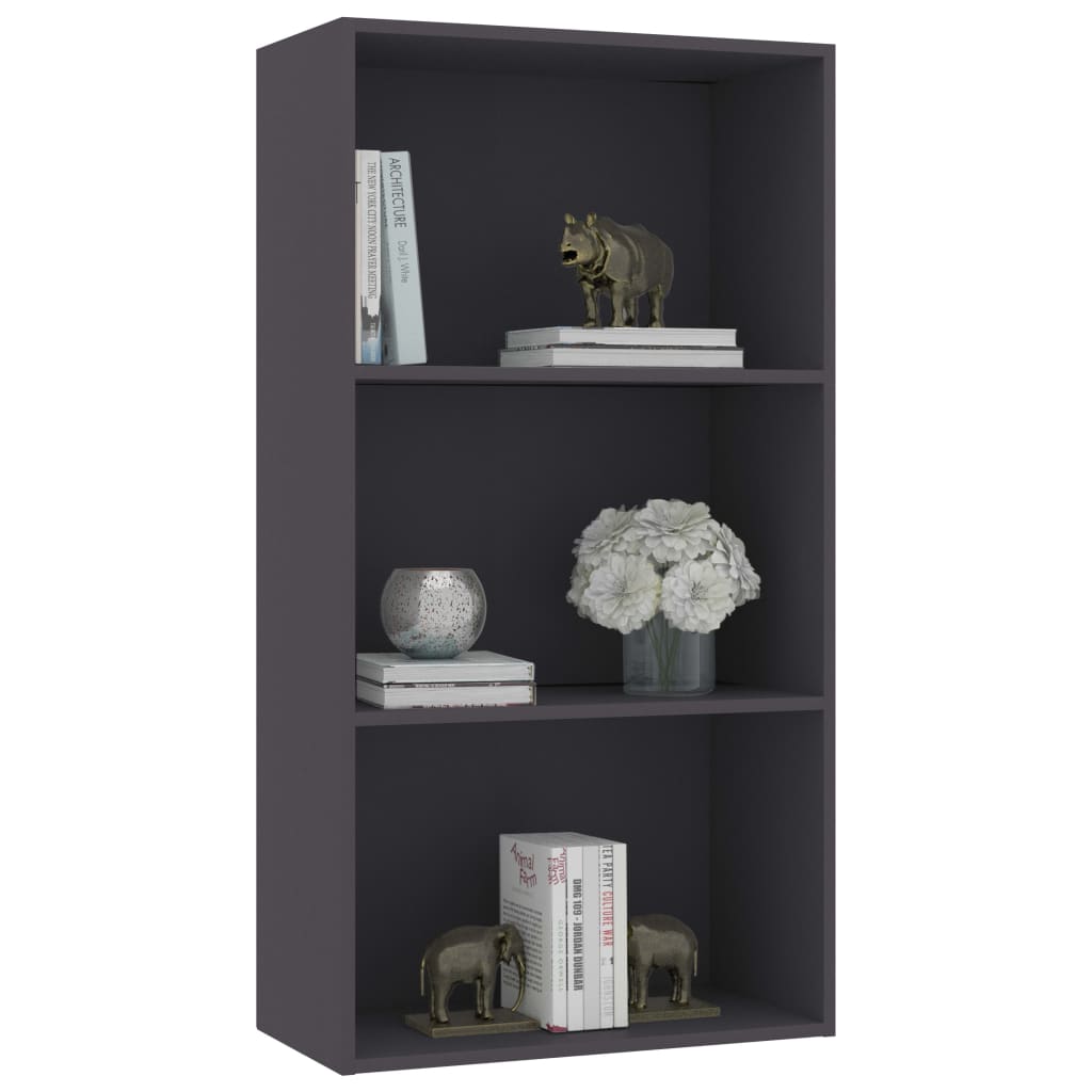 Libreria a 3 Ripiani Grigia 60x30x114 cm in Legno Multistrato