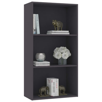 Libreria a 3 Ripiani Grigia 60x30x114 cm in Legno Multistrato