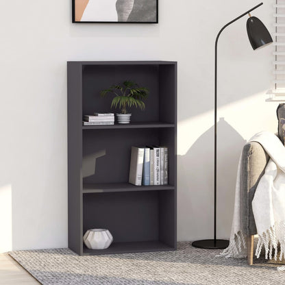 Libreria a 3 Ripiani Grigia 60x30x114 cm in Legno Multistrato