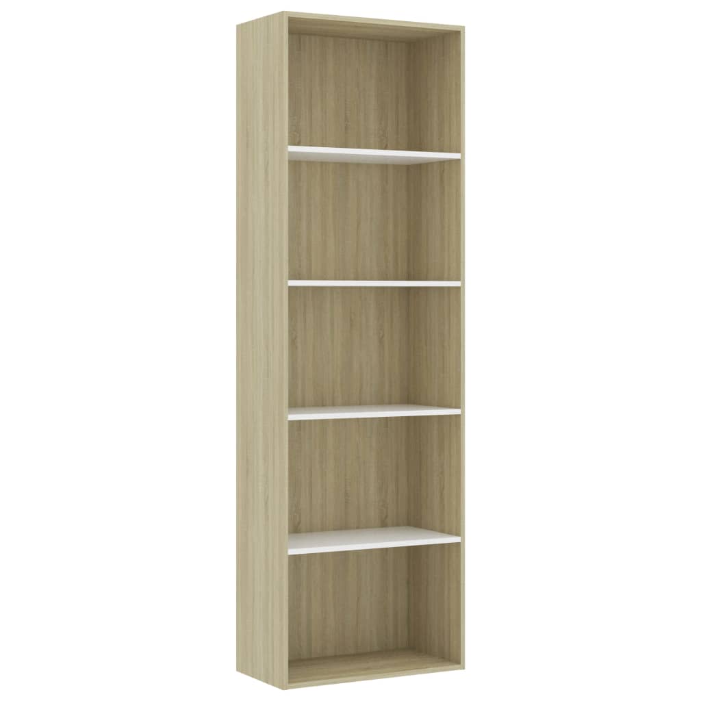 Libreria 5 Ripiani Bianco Rovere Sonoma 60x30x189cm Multistrato