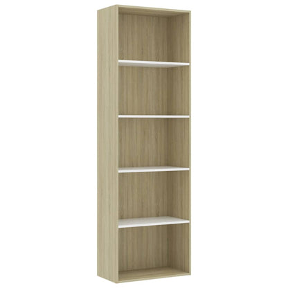 Libreria 5 Ripiani Bianco Rovere Sonoma 60x30x189cm Multistrato