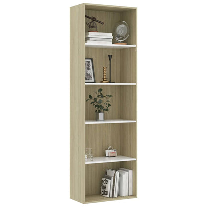 Libreria 5 Ripiani Bianco Rovere Sonoma 60x30x189cm Multistrato
