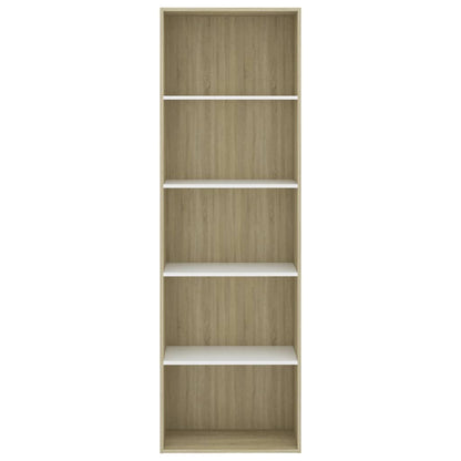 Libreria 5 Ripiani Bianco Rovere Sonoma 60x30x189cm Multistrato