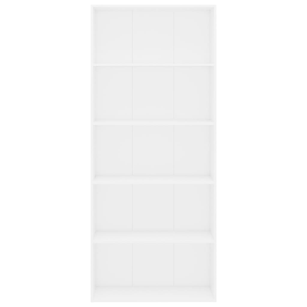 Libreria a 5 Ripiani Bianca 80x30x189 cm in Legno Multistrato