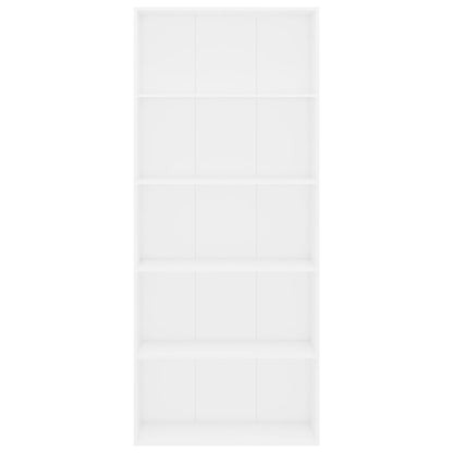 Libreria a 5 Ripiani Bianca 80x30x189 cm in Legno Multistrato
