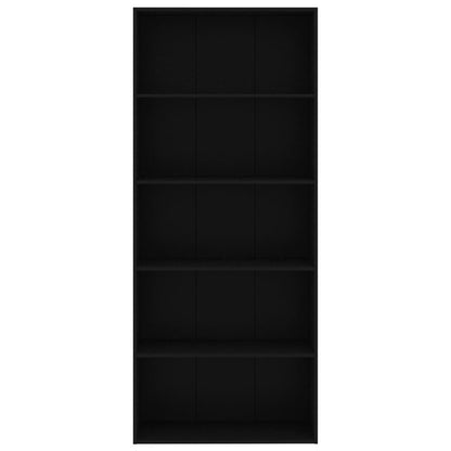Libreria a 5 Ripiani Nera 80x30x189 cm in Legno Multistrato