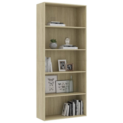 Libreria 5 Ripiani Rovere Sonoma 80x30x189 cm Legno Multistrato