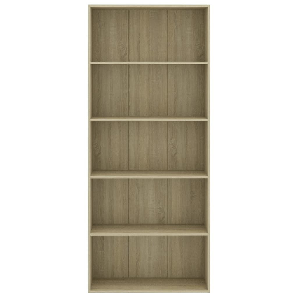 Libreria 5 Ripiani Rovere Sonoma 80x30x189 cm Legno Multistrato