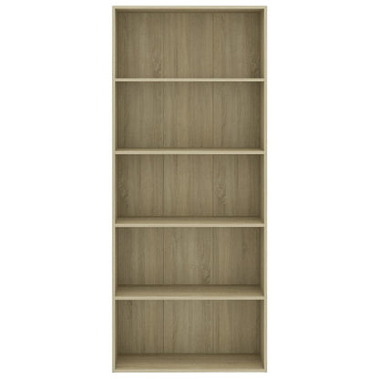 Libreria 5 Ripiani Rovere Sonoma 80x30x189 cm Legno Multistrato