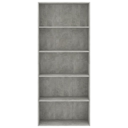 Libreria 5 Ripiani Grigio Cemento 80x30x189cm Legno Multistrato