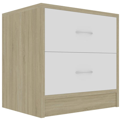Comodino Bianco e Rovere Sonoma 40x30x40 cm Legno Multistrato