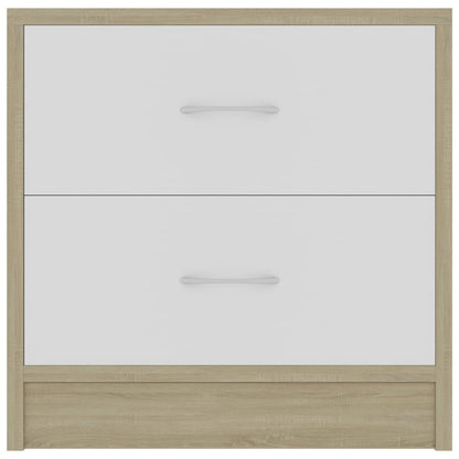 Comodino Bianco e Rovere Sonoma 40x30x40 cm Legno Multistrato