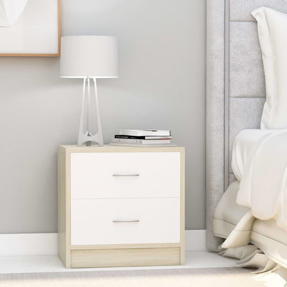 Comodino Bianco e Rovere Sonoma 40x30x40 cm Legno Multistrato