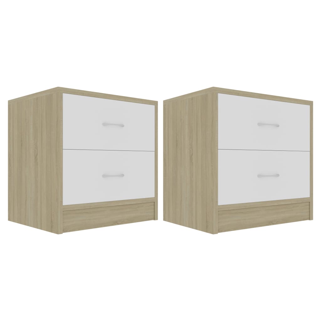 Comodini 2pz Bianco Rovere Sonoma 40x30x40 cm Legno Multistrato