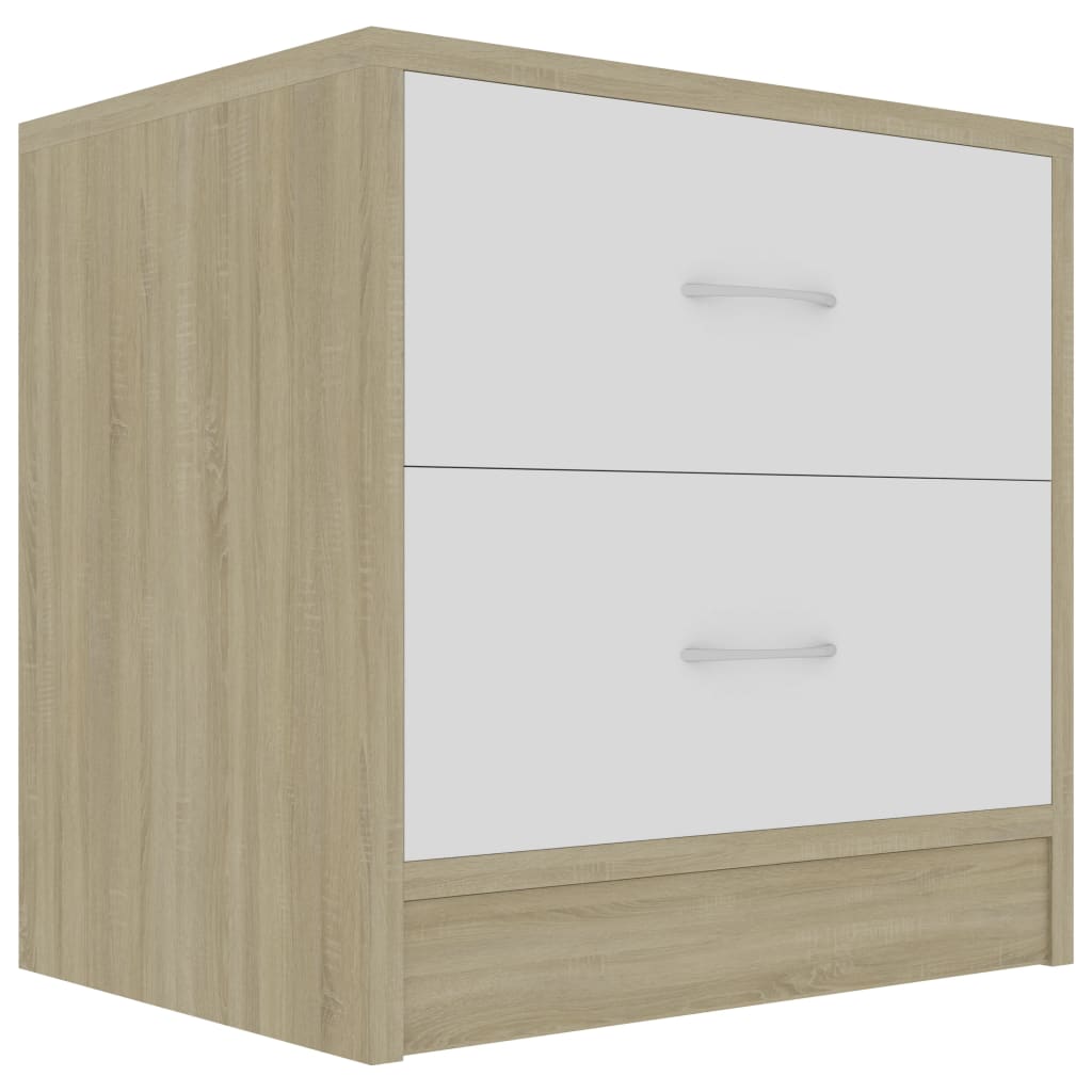 Comodini 2pz Bianco Rovere Sonoma 40x30x40 cm Legno Multistrato