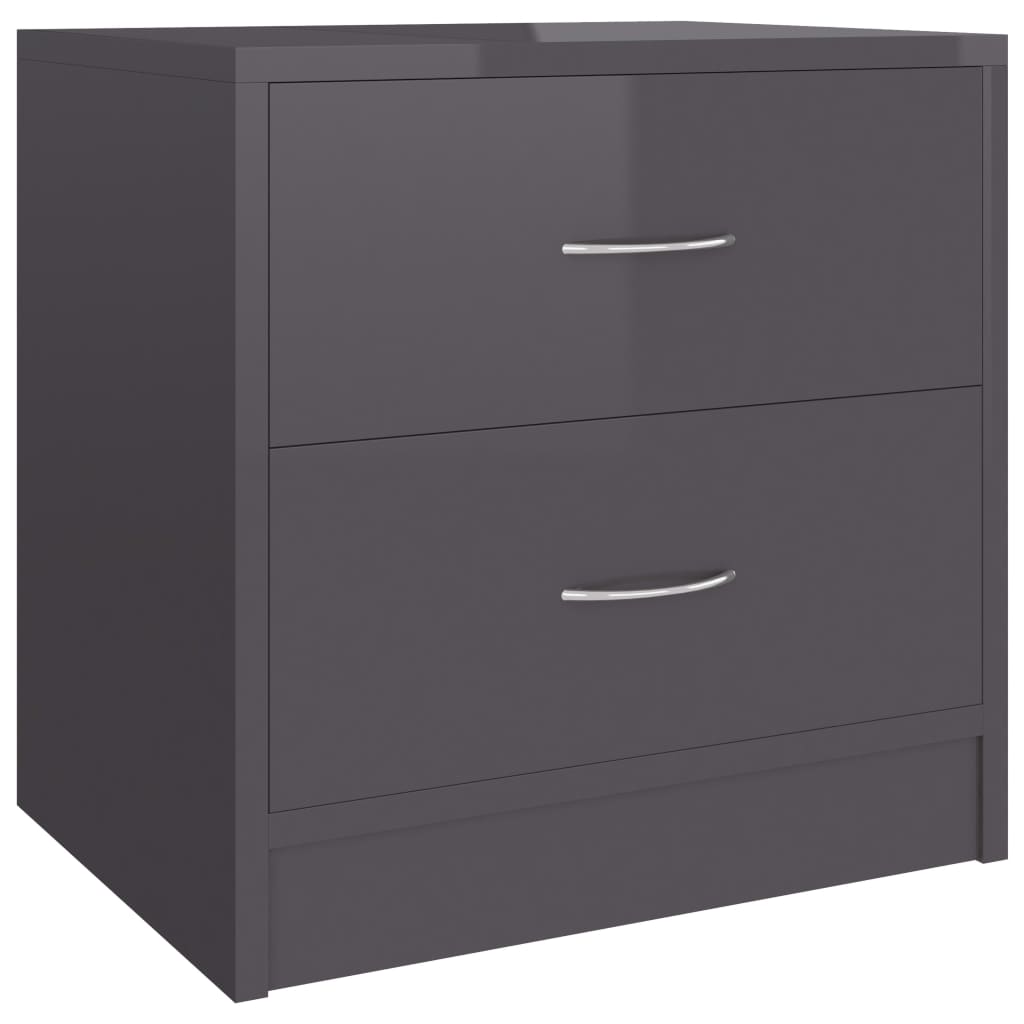 Comodino Grigio Lucido 40x30x40 cm in Legno Multistrato