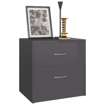 Comodino Grigio Lucido 40x30x40 cm in Legno Multistrato