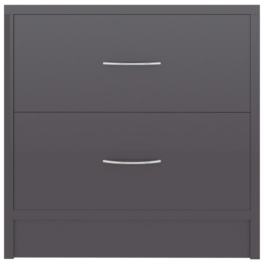Comodino Grigio Lucido 40x30x40 cm in Legno Multistrato