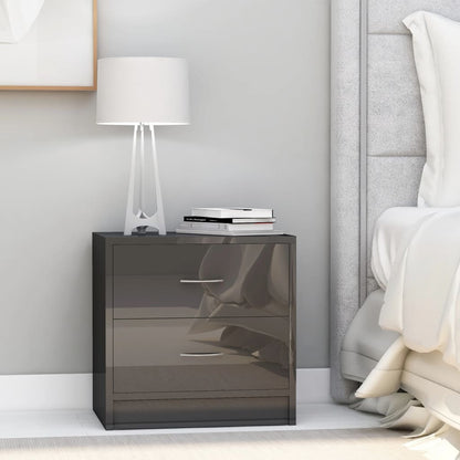 Comodini 2 pz Grigio Lucido 40x30x40 cm in Legno Multistrato