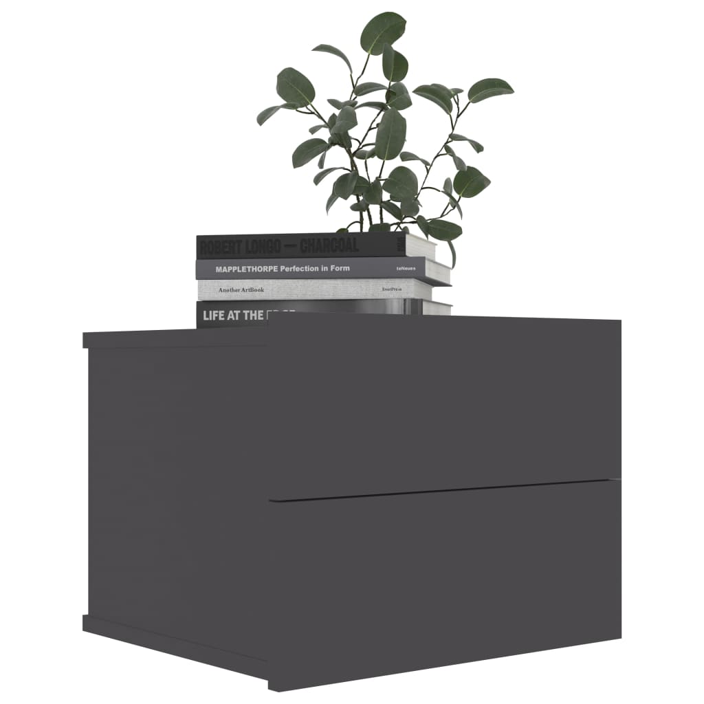 Comodino Grigio 40x30x30 cm in Legno Multistrato