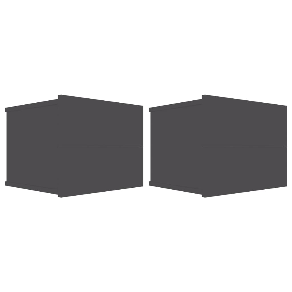 Comodini 2 pz Grigi 40x30x30 cm in Legno Multistrato