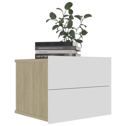 Comodino Bianco e Rovere Sonoma 40x30x30cm in Legno Multistrato