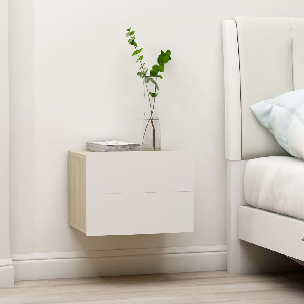 Comodino Bianco e Rovere Sonoma 40x30x30cm in Legno Multistrato