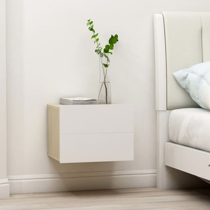 Comodino Bianco e Rovere Sonoma 40x30x30cm in Legno Multistrato