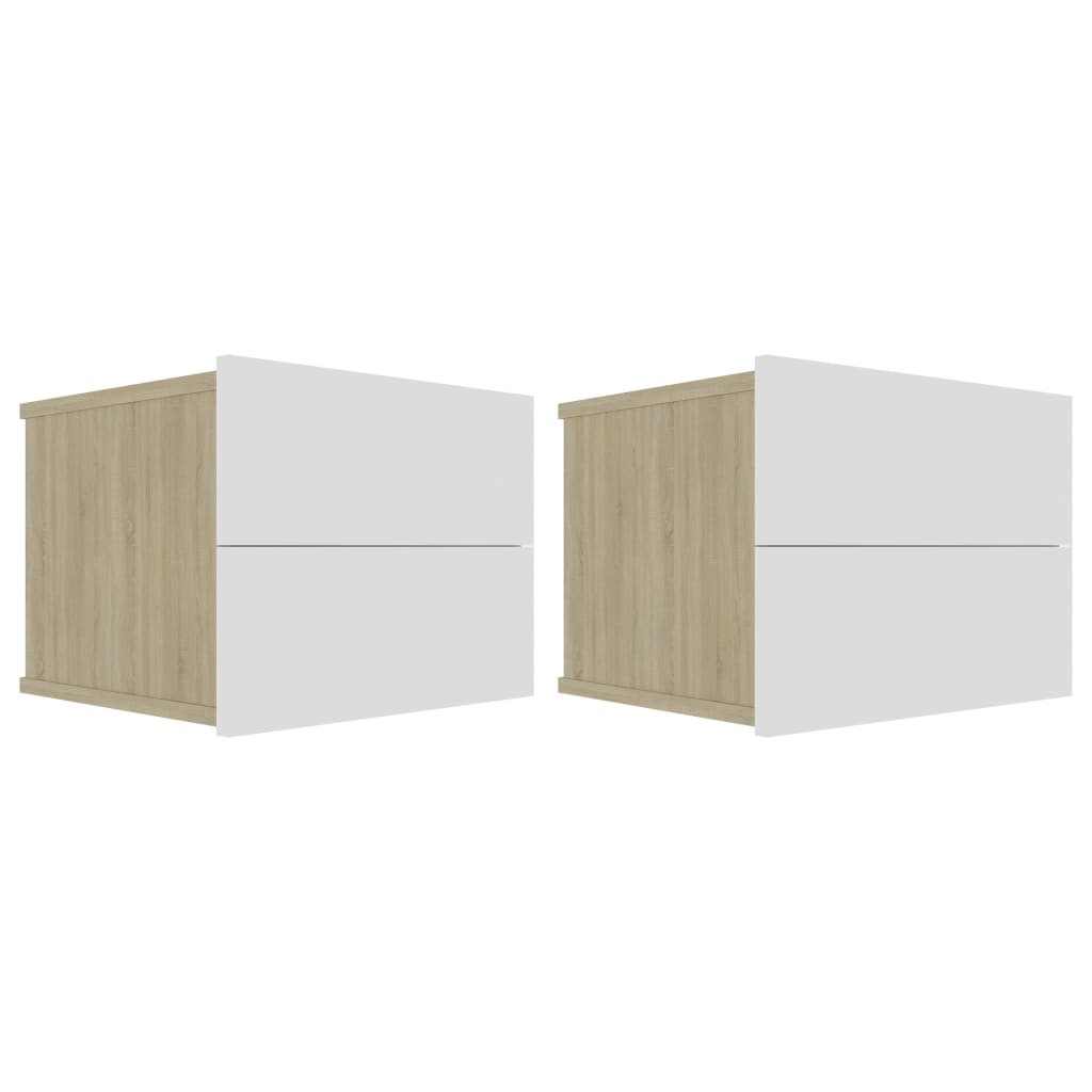 Comodini 2pz Bianco Rovere Sonoma 40x30x30cm Legno Multistrato