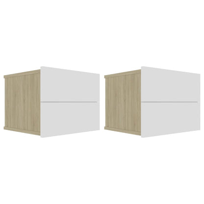 Comodini 2pz Bianco Rovere Sonoma 40x30x30cm Legno Multistrato