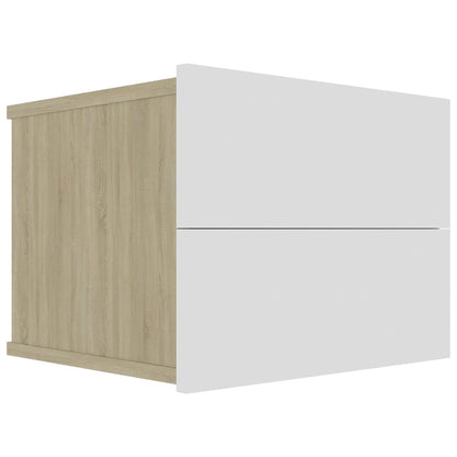 Comodini 2pz Bianco Rovere Sonoma 40x30x30cm Legno Multistrato
