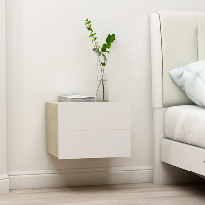 Comodini 2pz Bianco Rovere Sonoma 40x30x30cm Legno Multistrato