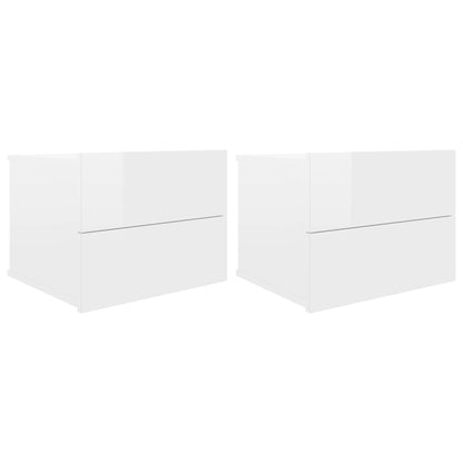 Comodini 2 pz Bianco Lucido 40x30x30 cm in Legno Multistrato