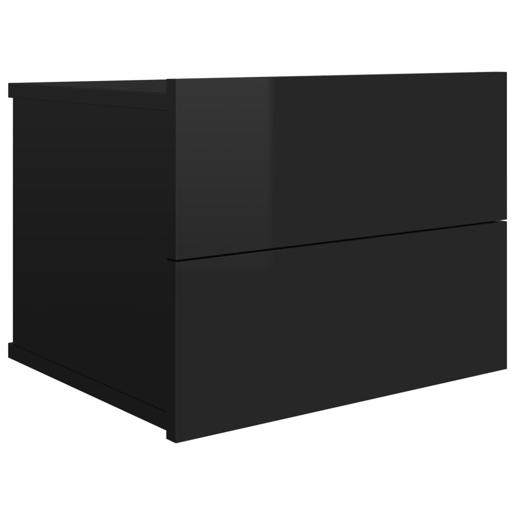Comodini 2 pz Nero Lucido 40x30x30 cm in Legno Multistrato