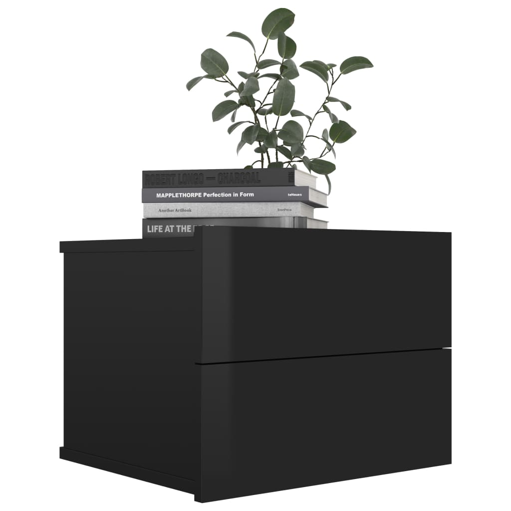 Comodini 2 pz Nero Lucido 40x30x30 cm in Legno Multistrato