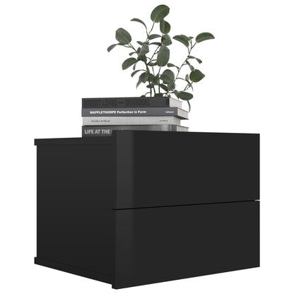 Comodini 2 pz Nero Lucido 40x30x30 cm in Legno Multistrato
