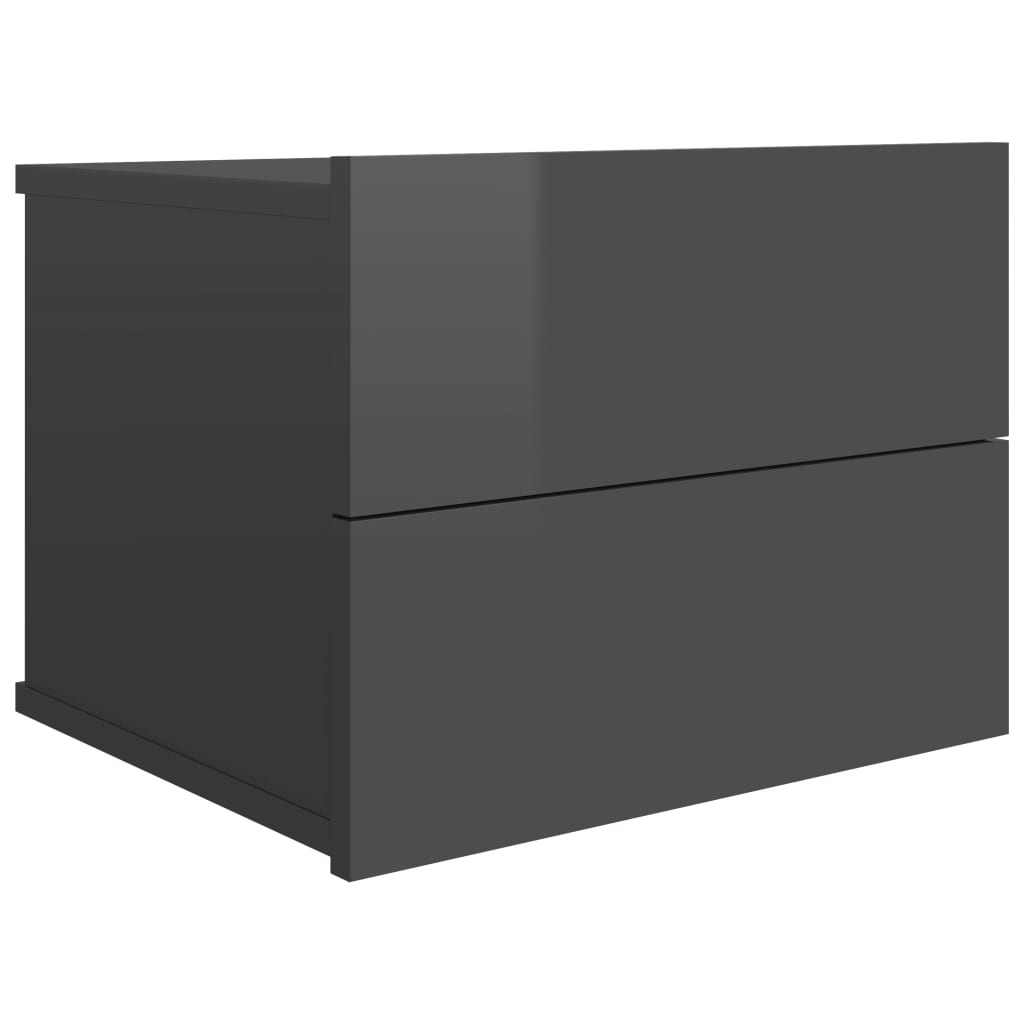 Comodini 2 pz Grigio Lucido 40x30x30 cm in Legno Multistrato