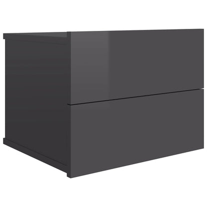 Comodini 2 pz Grigio Lucido 40x30x30 cm in Legno Multistrato