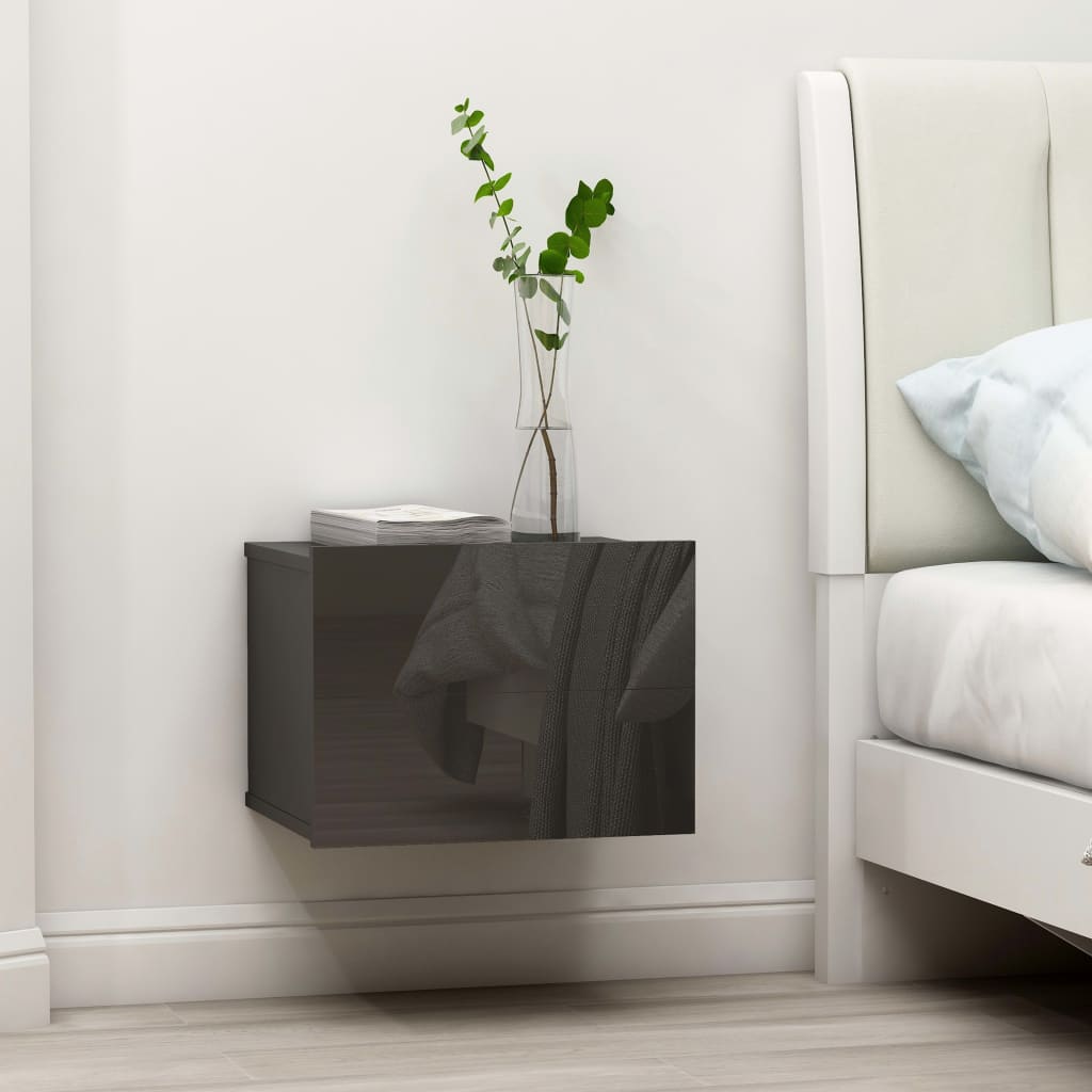 Comodini 2 pz Grigio Lucido 40x30x30 cm in Legno Multistrato