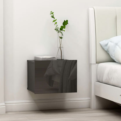 Comodini 2 pz Grigio Lucido 40x30x30 cm in Legno Multistrato