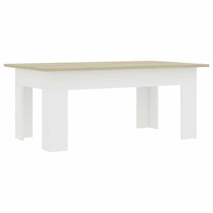Tavolino Bianco e Rovere Sonoma 100x60x42 cm Legno Multistrato