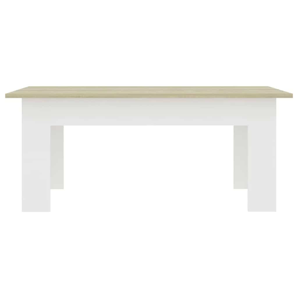 Tavolino Bianco e Rovere Sonoma 100x60x42 cm Legno Multistrato