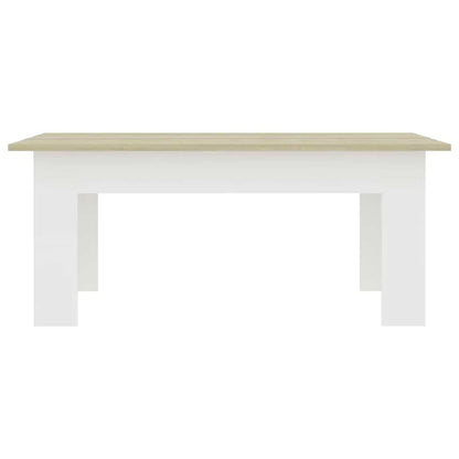 Tavolino Bianco e Rovere Sonoma 100x60x42 cm Legno Multistrato
