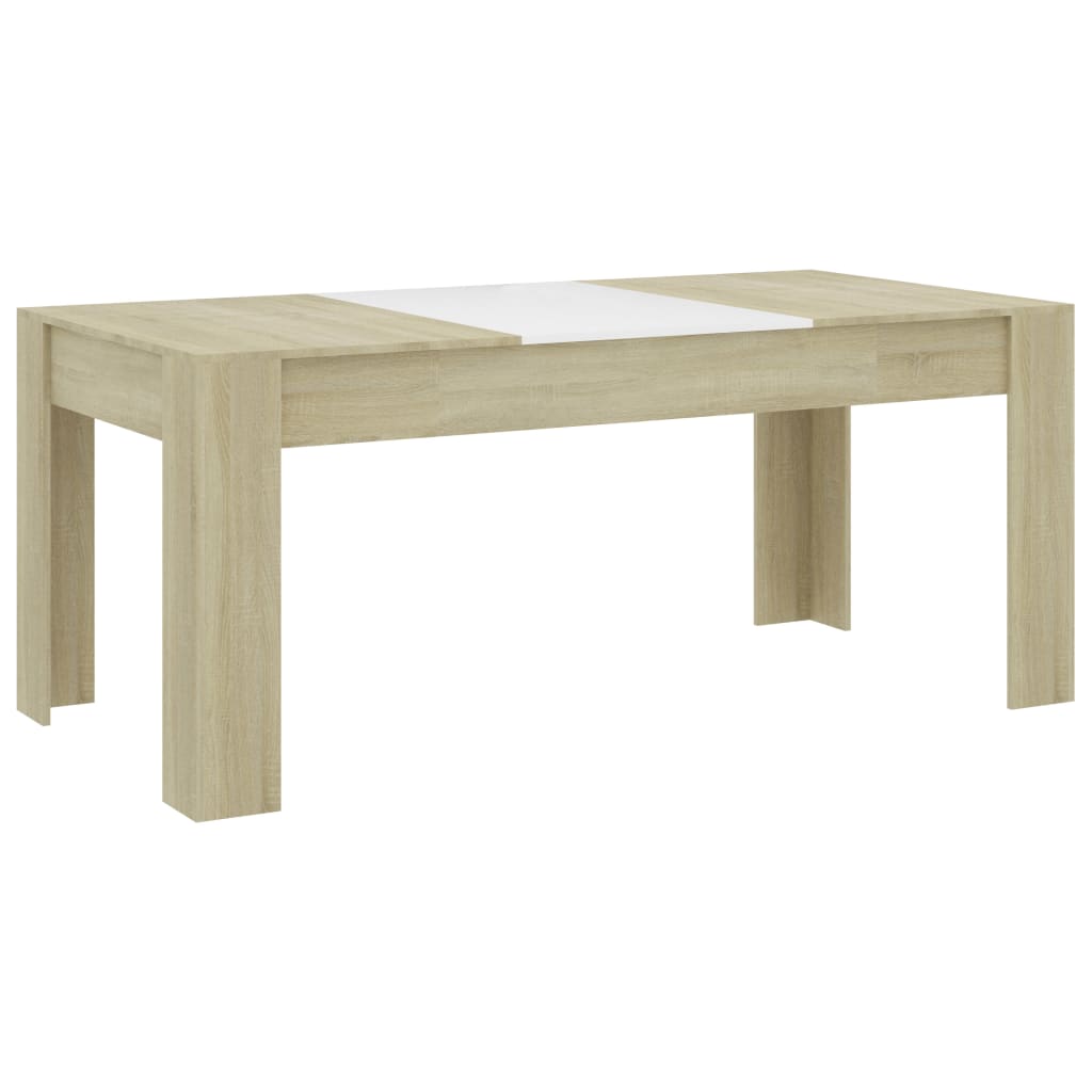 Tavolo da Pranzo Bianco e Rovere Sonoma 180x90x76cm Multistrato