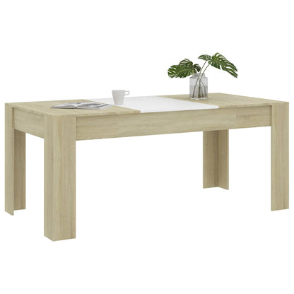 Tavolo da Pranzo Bianco e Rovere Sonoma 180x90x76cm Multistrato