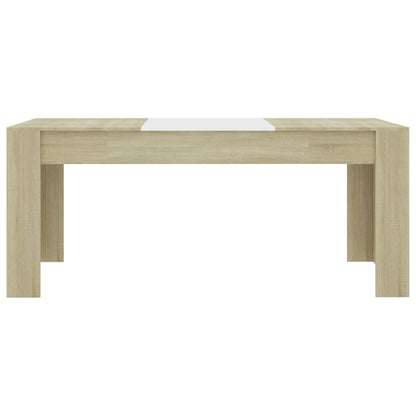 Tavolo da Pranzo Bianco e Rovere Sonoma 180x90x76cm Multistrato