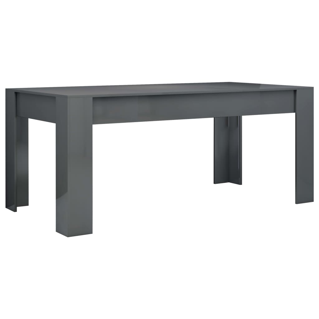 Tavolo da Pranzo Grigio Lucido 180x90x76cm in Legno Multistrato